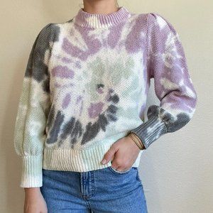 MADEWELL TIE DYE MOCK NECK CROP TOP PULLOVER SWEATER -SIZE SMALL